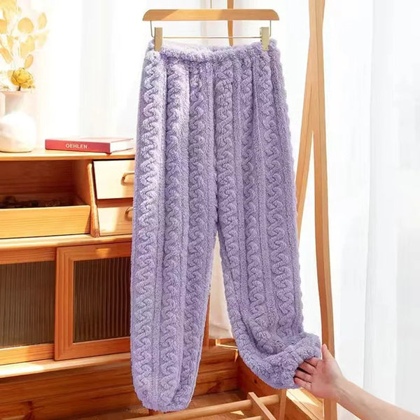 Conjuntos de 2 piezas de otoño para mujer, conjunto de lana acanalada de terciopelo grueso, jersey y pantalones, conjuntos de pijama informales para mujer 2024