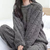 Conjuntos de 2 piezas de otoño para mujer, conjunto de lana acanalada de terciopelo grueso, jersey y pantalones, conjuntos de pijama informales para mujer 2024