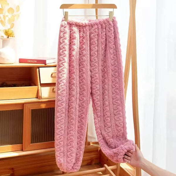 Conjuntos de 2 piezas de otoño para mujer, conjunto de lana acanalada de terciopelo grueso, jersey y pantalones, conjuntos de pijama informales para mujer 2024